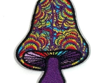 Psychedelic Mushroom Patch, Fractal Embroidered Emblem