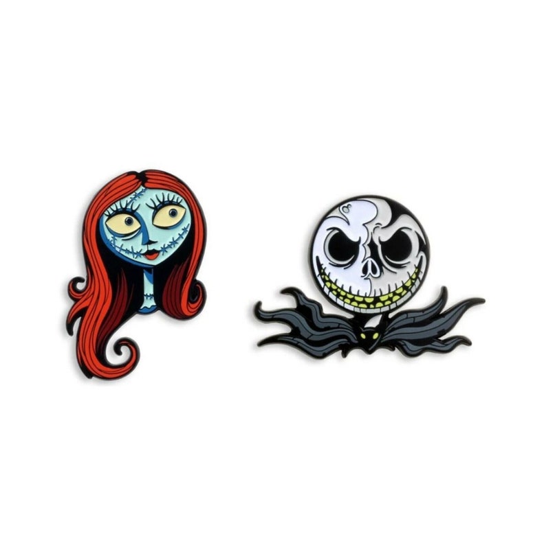 Jack Skellington and Sally The Nightmare Before Christmas Lapel Pin Metal Enamel Tim Burton Movie image 2