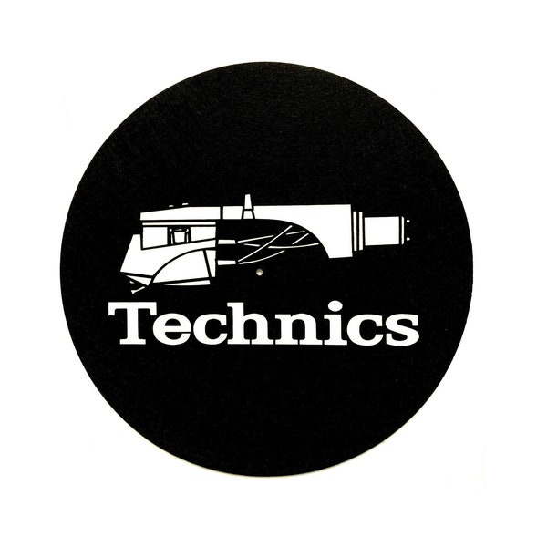 Technics Headshell Logo White on Black Slipmat Vinyl Record LP 12-inch Slip Mat Slipmats Stylus