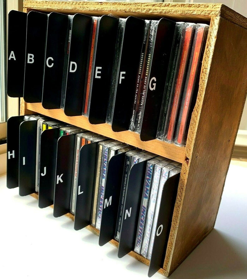 A to Z Black CD Dividers with White Vinyl DieCut Alphabetical Etsy