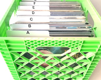 Separadores/tarjetas alfabéticos blancos de la A a la Z para discos de vinilo de 12 pulgadas y 33 rpm (33s 33 rpm). Organizadores de álbumes LP con pestañas y letras troqueladas de la A a la Z.