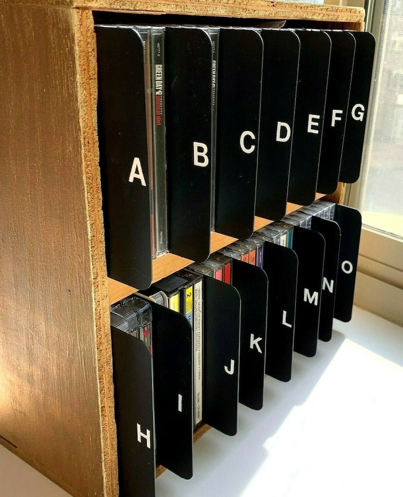 A to Z Black CD Dividers with White Vinyl DieCut Alphabetical Etsy