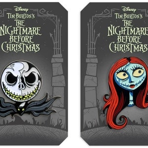 Jack Skellington and Sally The Nightmare Before Christmas Lapel Pin Metal Enamel Tim Burton Movie image 1