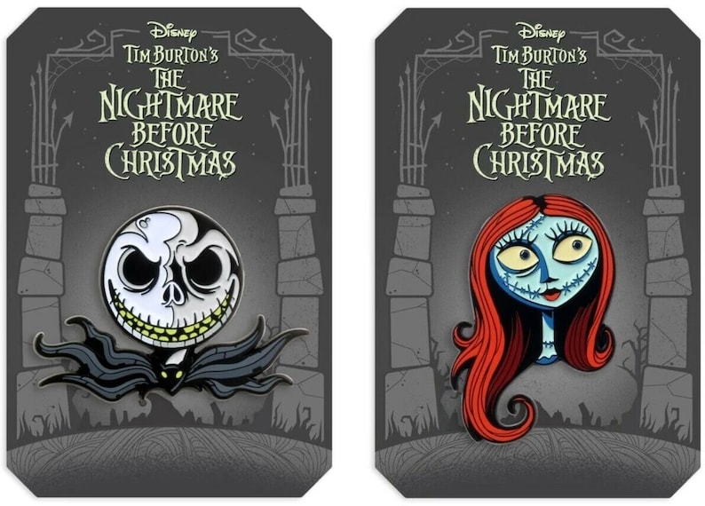 Jack Skellington and Sally The Nightmare Before Christmas Lapel Pin Metal Enamel Tim Burton Movie image 1