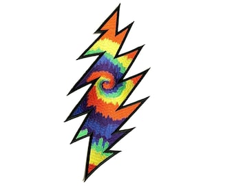 The Grateful Dead Tie-Dye Lightning Bolt Extra Large Patch [13-inch] Iron or Sew On Patches