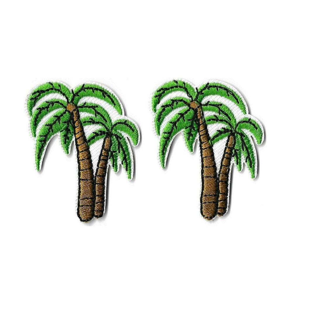 thumbnail image 2 of ID 1770B Leaning Palm Tree Patch Tropical Beach Embroidered Iron On Applique 2 of 9