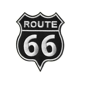 Route 66 - Black Logo Patch Embroidered Iron or Sew On [Street & Travel Patches] Black on White