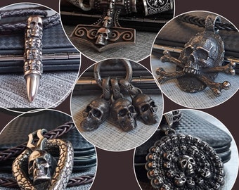 Colliers en cuir à têtes de mort – Collier unisexe en cuir à tête de mort – Cadeau pour hommes et femmes – Bijoux gothiques punk