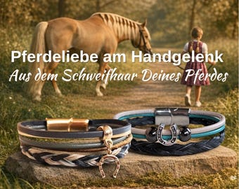 Bracelet réalisé avec les crins de votre cheval. Conçu selon vos envies.