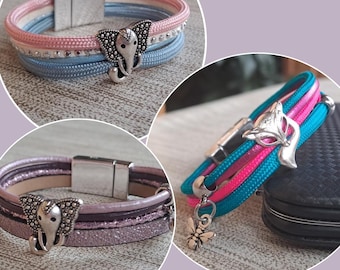 Bracelet enfant avec animaux – bracelet fille éléphant ou renard, cadeau de rentrée scolaire et de cône d'école, bijou safari pour enfants