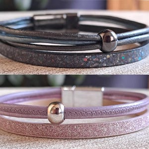 Extra-long women's bracelets – leather bracelet with beads & details | Gift for women / blue or pink bracelet / jewelry gift for her