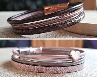 Bracelets pour femmes marron et rose – bracelets avec ou sans perles / Cadeau de Saint-Valentin – bijoux – idée cadeau pour femme