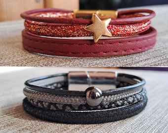 Bracelet en paracorde pour femme – Bracelet d'amitié – Perle ou étoile – Cadeau pour petite amie, compagne, meilleure amie