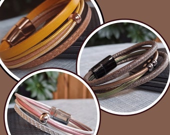 Damenarmbänder mit Perle silber oder rosegold – Stylische Lederarmbänder mit Perlen | Geschenk für Frauen - Geschenkidee für Sie - Schmuck