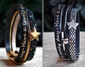 Bracelet à paillettes avec une étoile pour fille – bracelet doré pour enfant, idéal pour la rentrée scolaire, bijou étoile pour la rentrée, cadeau pour petite-fille