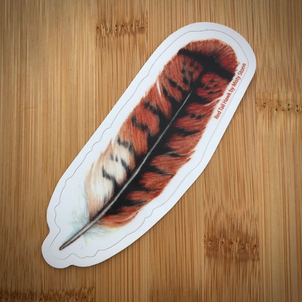 Red Tailed Hawk Feather Sticker | Bird Sticker, Outdoor Sticker, Nature Sticker, Durable Weatherproof Vinyl Sticker, Mystical, Metaphysical