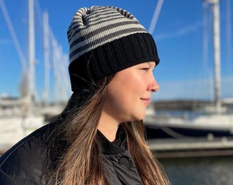 Bonnet en mérinos fait main pour  adulte et enfant