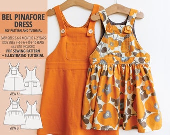 Pinafore dress pattern / PDF sewing pattern / baby and kids sizes / sizes 3 months to 10 years