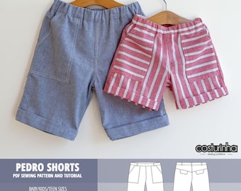 Shorts PDF sewing pattern/ boys shorts / baby kids teens shorts / 3 months to 16 years