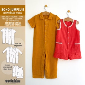 Jumpsuit / romper / boy girl baby romper / jumpsuit sewing pattern / toddler romper sewing pattern / 3 months to 10 years / boho jumpsuit