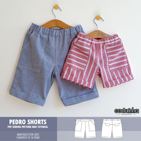 Shorts PDF sewing pattern/ boys shorts / baby kids teens shorts / 3 months to 16 years