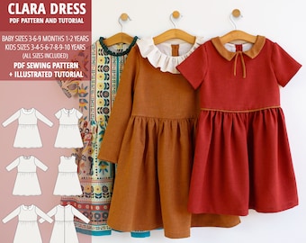 Dress pattern / PDF sewing pattern / baby and kids sizes / sizes 3 months to 10 years