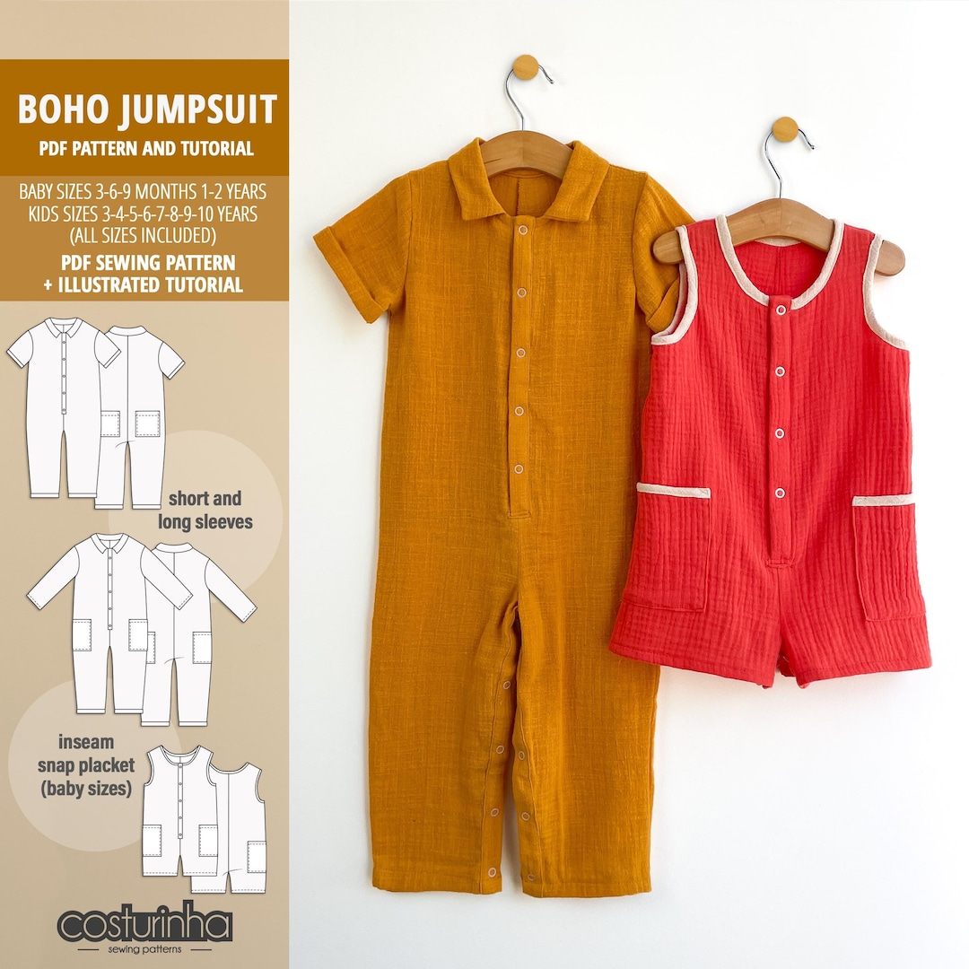 Jumpsuit / Romper / Boy Girl Baby Romper / Jumpsuit Sewing Pattern