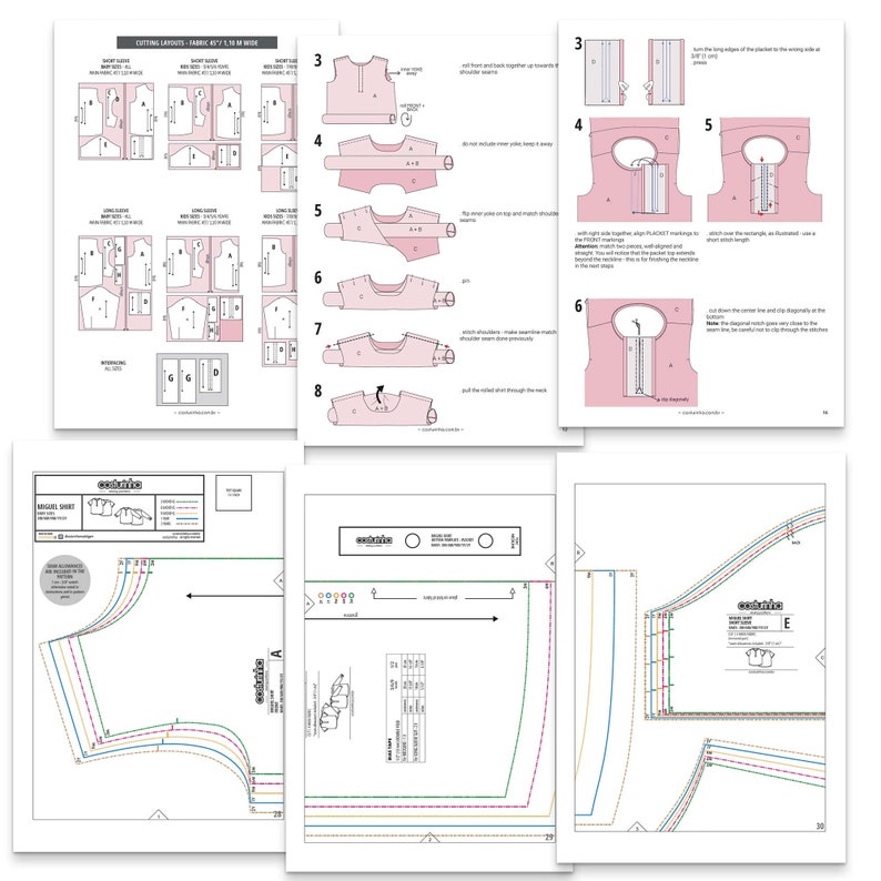 Modèle PDF de chemise garçon fille CHEMISE / Tunique tunique / Chemise pour tout-petits / Manches longues / Manches courtes / Patron de couture / Patte de boutonnage image 6