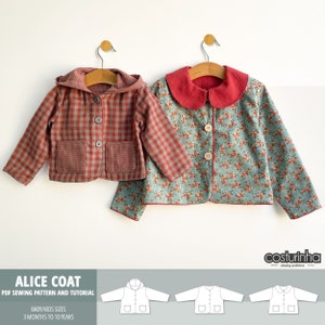 COAT boy girl coat pattern PDF / reversible coat / Todler baby kids coat / fully lined / reversible coat / hood coat / sewing pattern