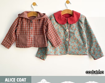 COAT boy girl coat pattern PDF / reversible coat / Todler baby kids coat / fully lined / reversible coat / hood coat / sewing pattern