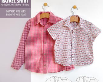 SHIRT boy girl shirt pattern PDF / button-up shirt sewing pattern / Toddler baby shirt / long sleeve shirt / short sleeve / sewing pattern