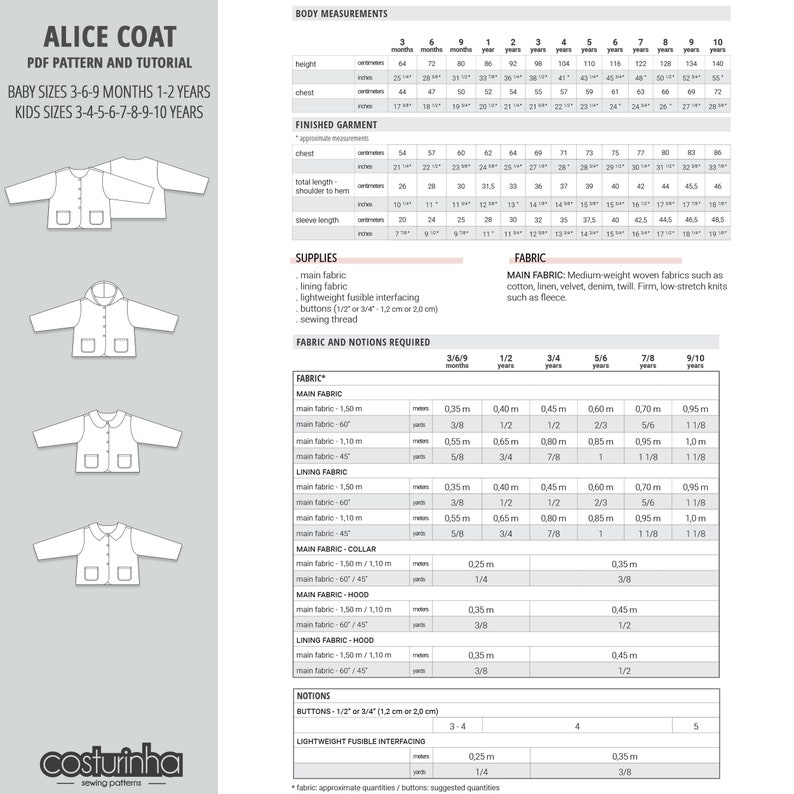 COAT boy girl coat pattern PDF / reversible coat / Todler baby kids coat / fully lined / reversible coat / hood coat / sewing pattern image 5