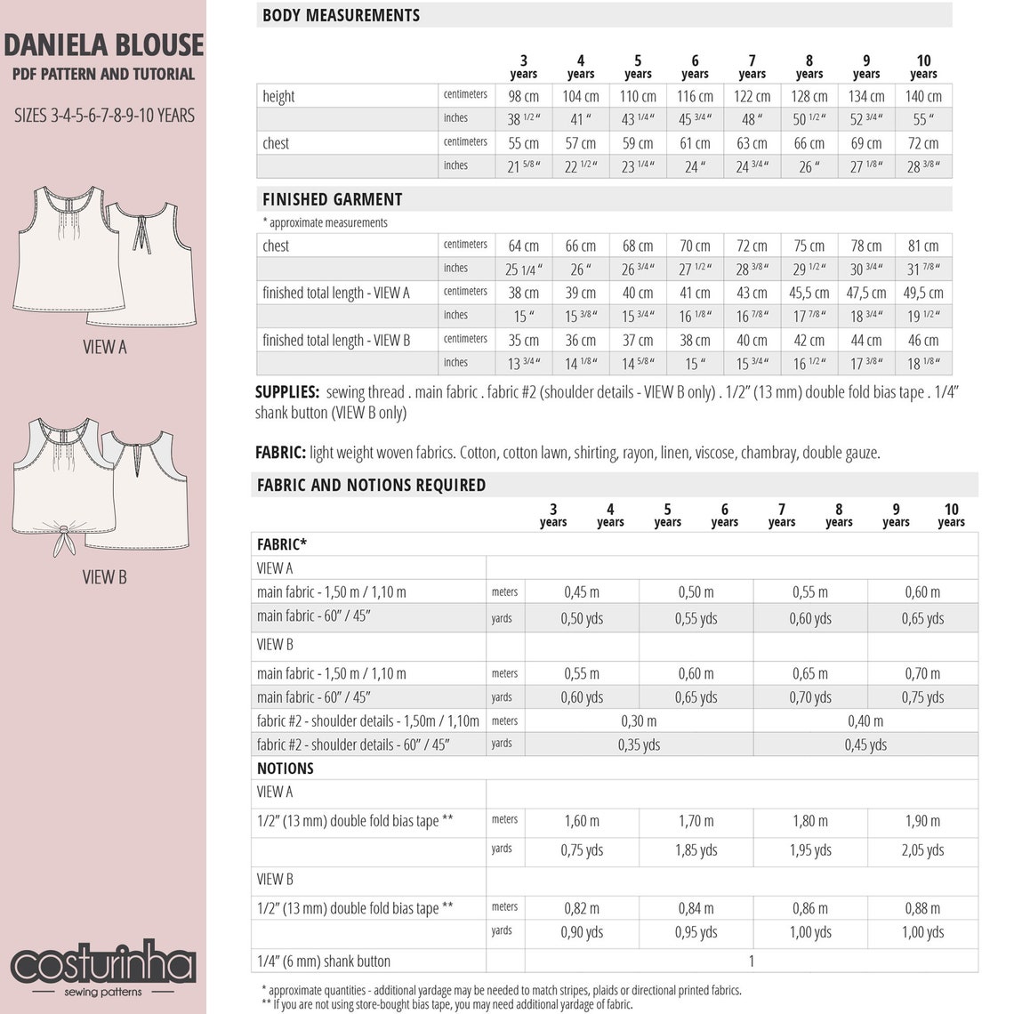Crop Top Pattern / PDF Sewing Pattern / Kids Sewing Pattern / Etsy Canada