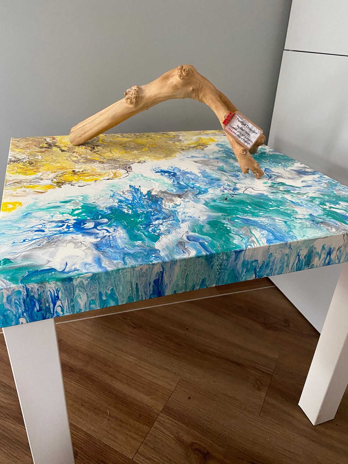 Acrylic Pour Fluid Art Side / Coffee Table Ocean Sea Waves Etsy UK