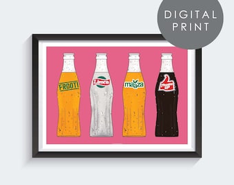 DIGITAL PINK Desi Sodas Vintage Art Print - Indian Comic Poster - Modern Print Decor