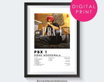 Sidhu Moosewala PBX 1 - DIGITAL - Album Poster | Punjabi Song poster| Indian Bhangra Music wall art