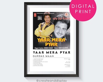 Gurdas Maan – Yaar Mera Pyar - DIGITAL - Cartel del álbum / Cartel de música folk punjabi /