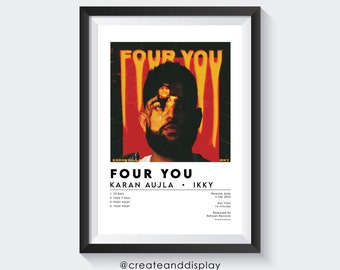 Karan Aujla - Cartel del álbum Four You / Cartel de la canción Punjabi / Arte de pared de música india Bhangra