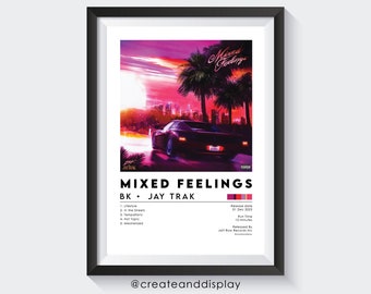 BK - Póster de álbum de sentimientos mixtos, Póster de canción punjabi, Arte de pared de música india Bhangra