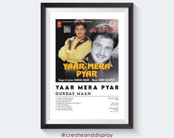 Gurdas Maan - Yaar Mera Pyar Album Art Print - Música folclórica punjabi