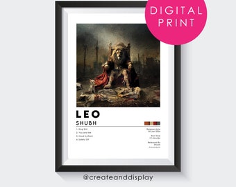 Shubh - Leo - DIGITAL - Cartel del álbum / Cartel de la canción Punjabi / Arte de pared de música india Bhangra