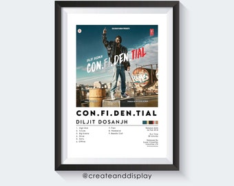 Diljit Dosanjh - Cartel del álbum Con.fi.den.tial - Punjabi Music Wall Art