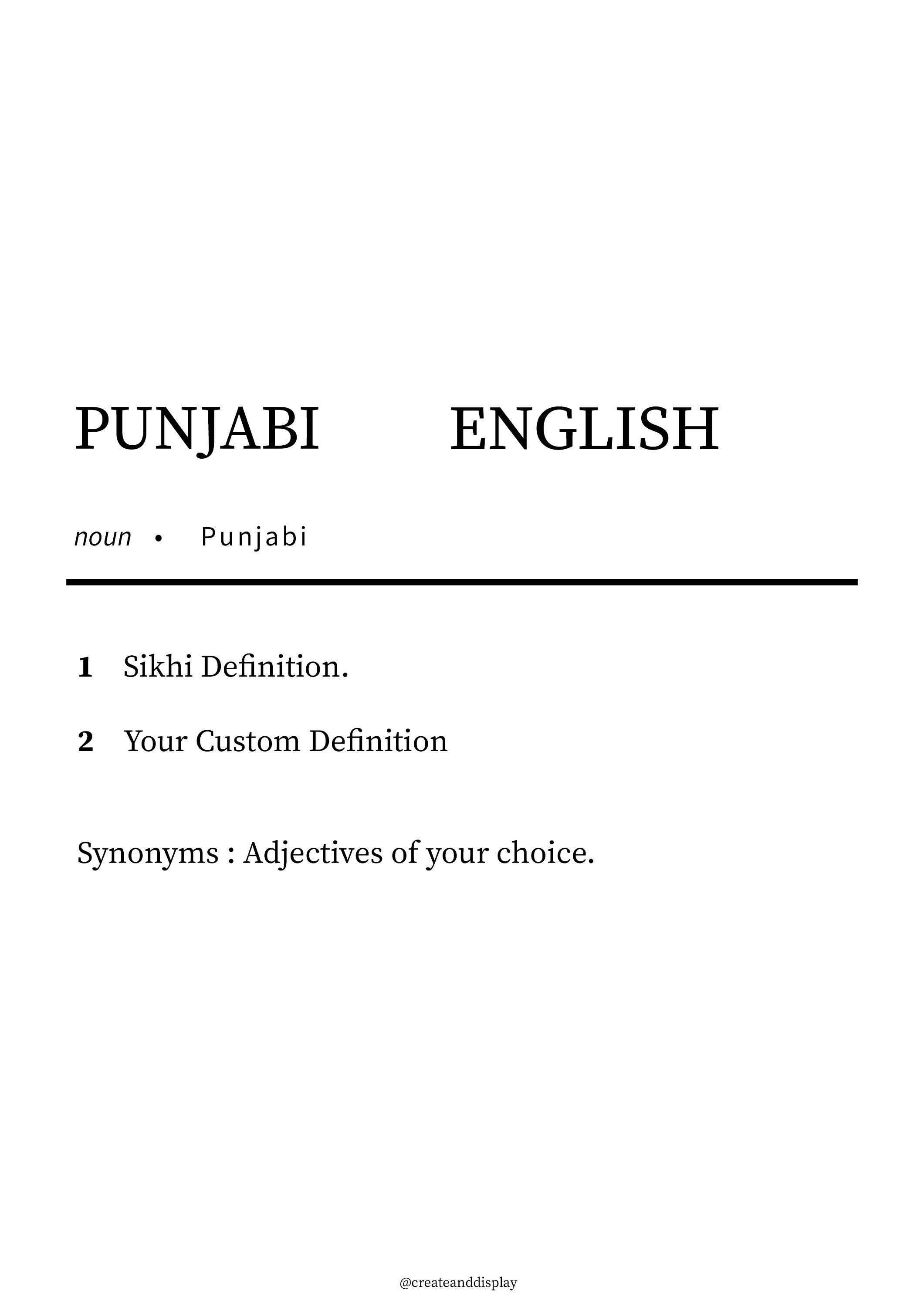 Personalised Punjabi Name Definition Print Poster Punjabi and Etsy UK