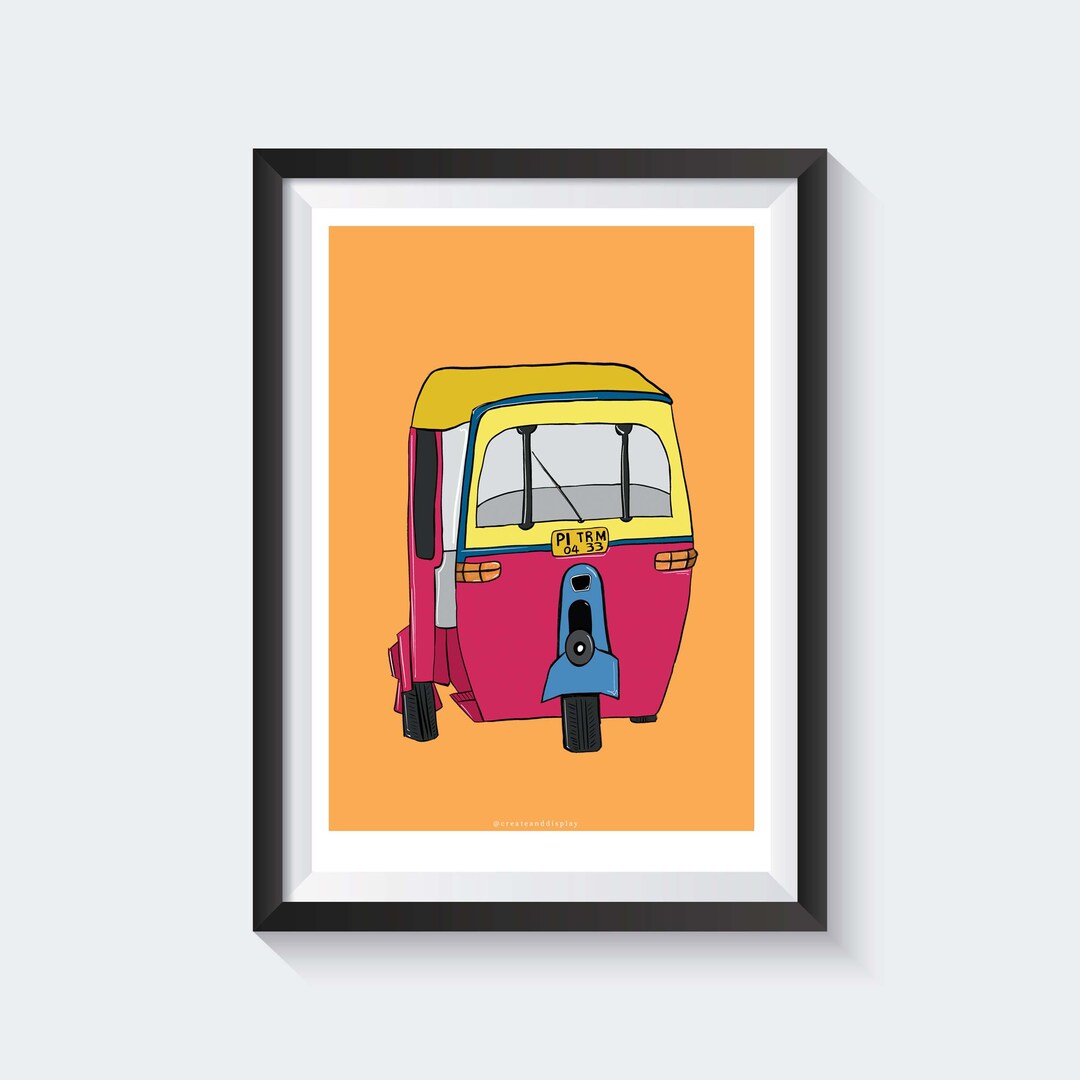 Auto Rickshaw Art Print – Retro Indian Tuk Tuk Poster - Etsy
