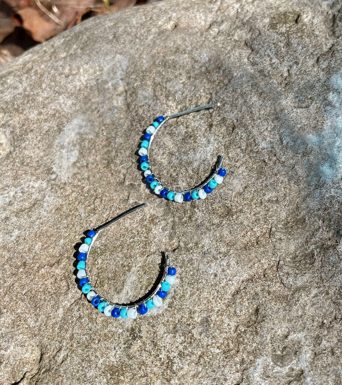 Beaded hoops Etsy