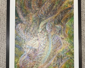 Original John Harris Wilmer Vintage, Abstract Painting, “Fish”. Signed and dated 1987.