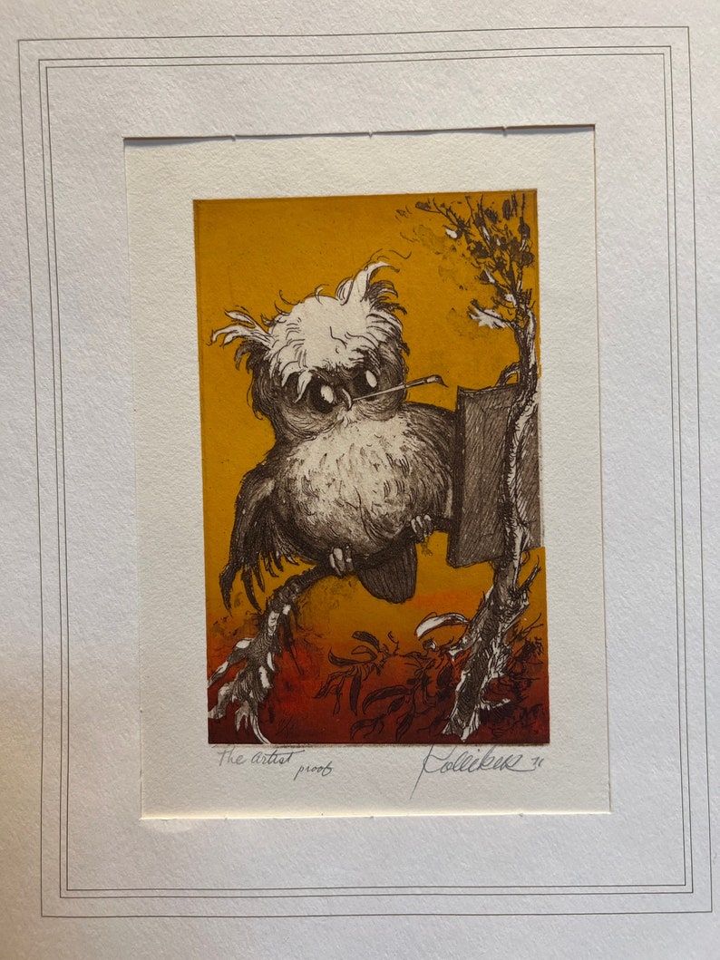 William A. Kolliker the Artist Etching Artist Proof 1971 Etsy