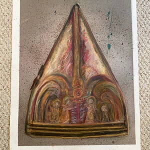 Original John Harris Wilmer Print with mixed media, circa 2005