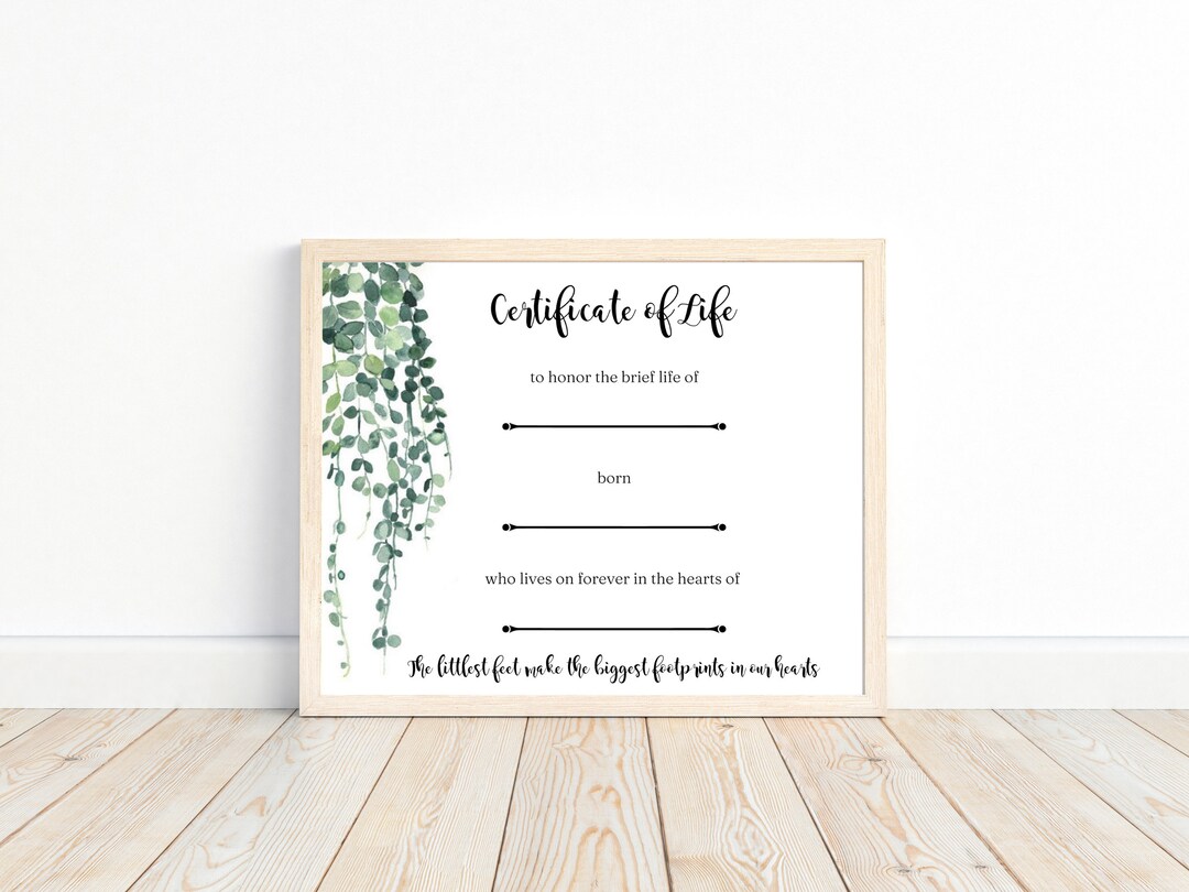 Certificate of Life Miscarriage Print - Etsy