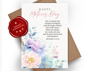 Watercolor Floral Mother's Day Card, Printable 5x7 | Digital Download | MD-DI-NP-105